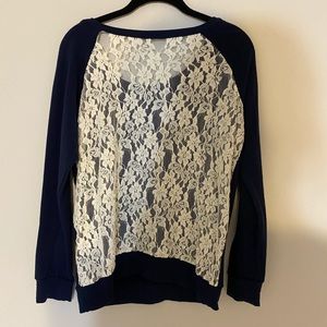 Navy and lace sweatshirt